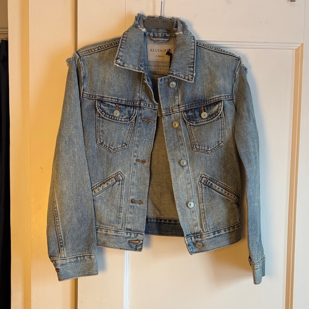 AllSaints NWT Distressed Denim Jacket, sz. XS